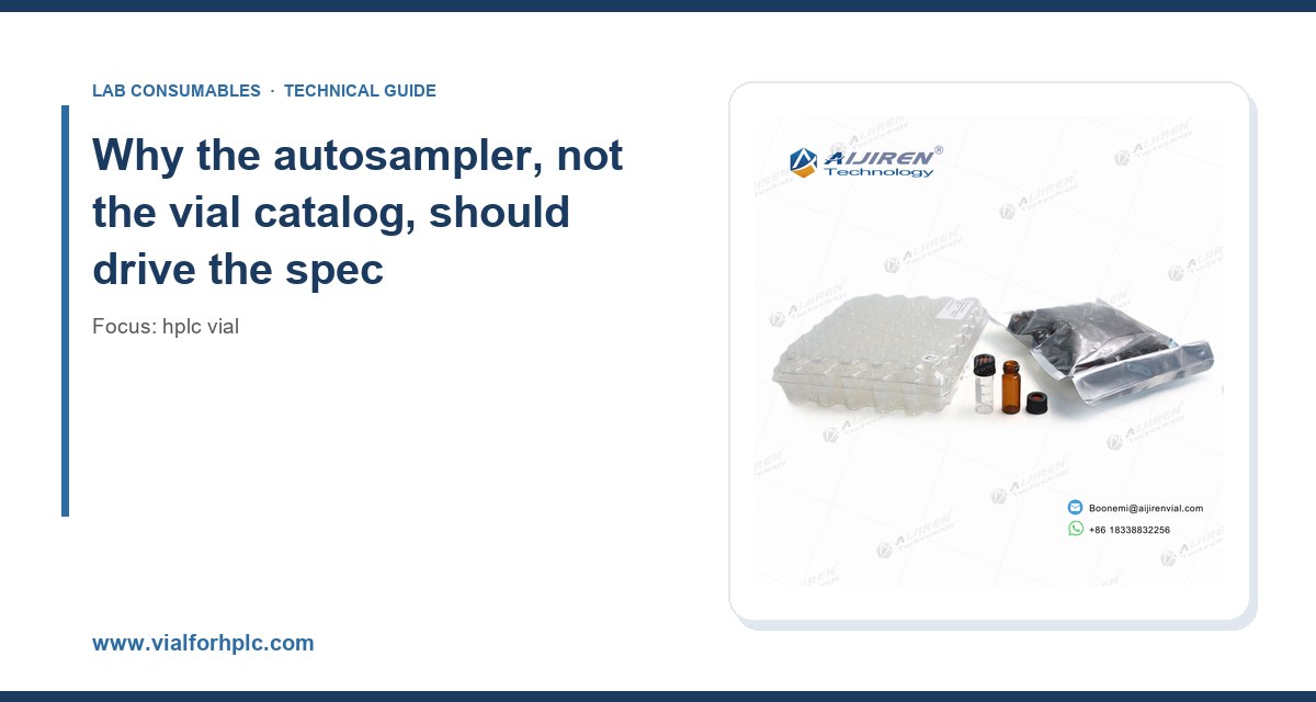 Why the autosampler, not the vial catalog, should drive the spec